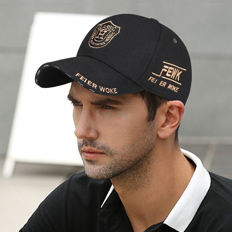 New Men's Embroidered Duck Tongue Cap Baseball Cap Sun Protection Hard Top Sun Hat Hat