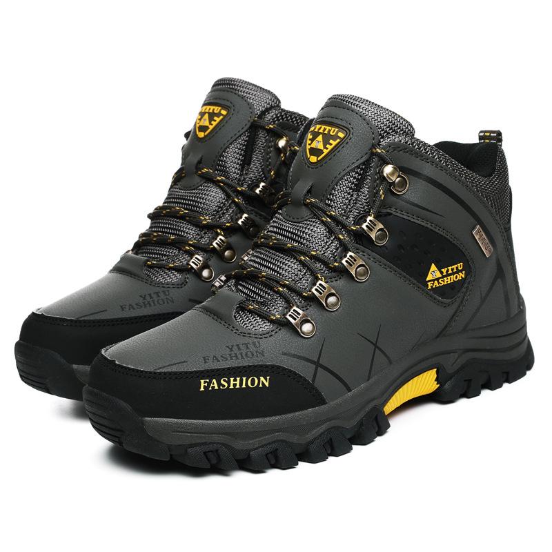 Men s Plus Size Waterproof Non-slip High-top Velvet-lined Hiking Boots 39