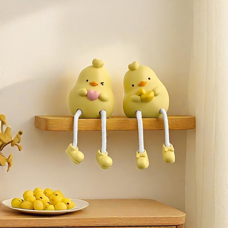 2pcs Cute Cartoon Resin Figurines with Hanging Legs, Decorative Collectible Statues, with Indoor Display for Various Room Types, Ideal Birthday Gift
