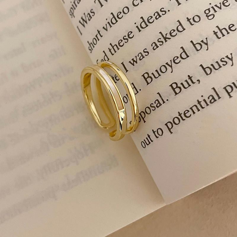 Fashionable Ins Style Zircon Shell Ring For Women Elegant Adjustable Copper Accessory