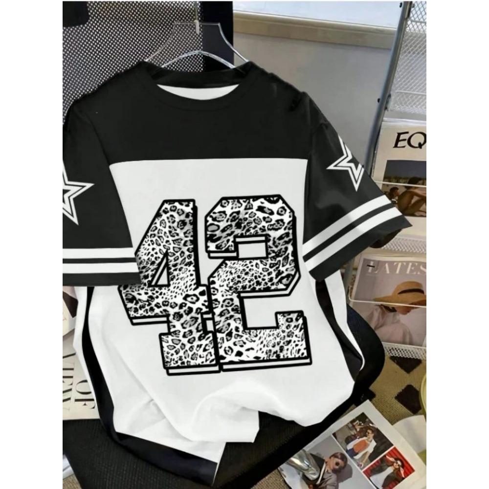 

Men s American Simple Casual Round Neck Breathable T-shirt with Street Digital Printed Pattern Sports Style Top 5XL