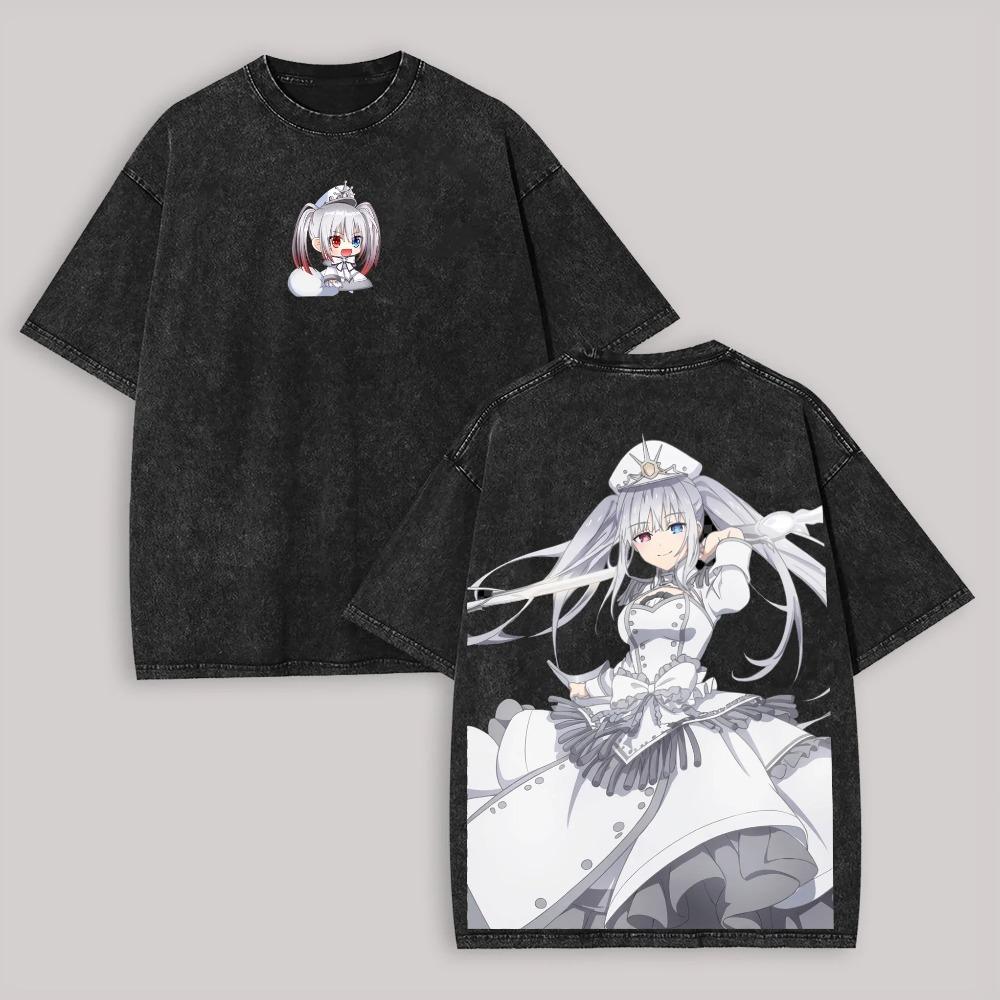 Date A Live Japanese Light Novel & Anime Series Tobiichi Origami & Yatogami Tohka School Uniform Double-Sided Full Cast Collage Vintage Acid Washed