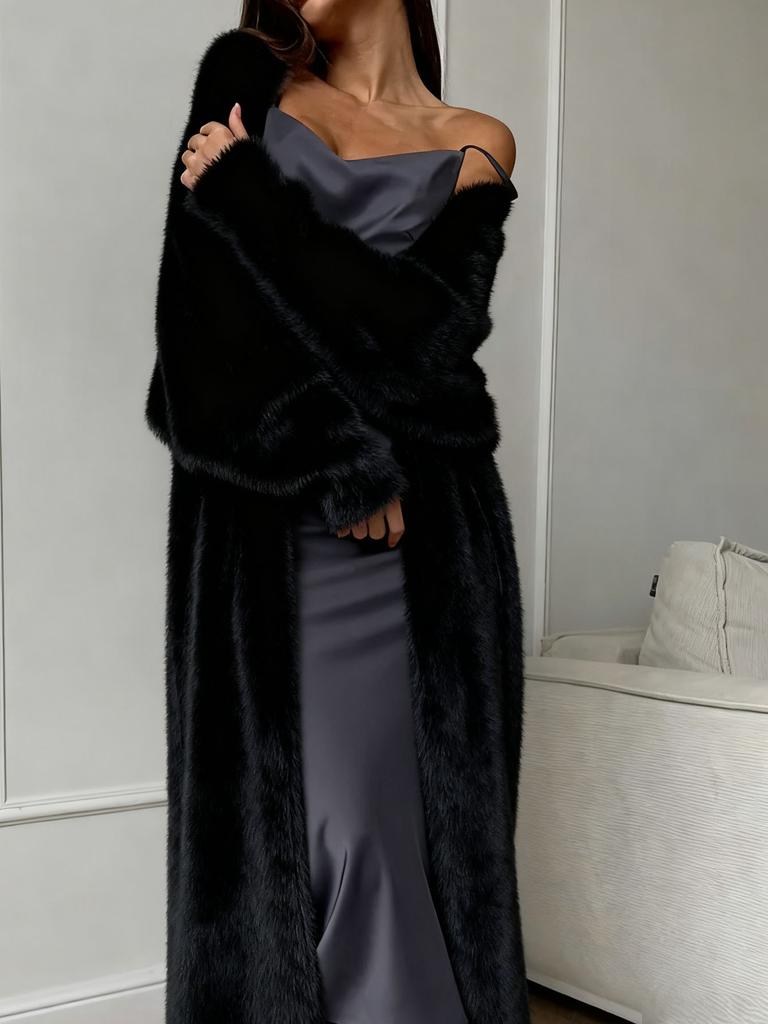 Long White Knit Cardigan Coat with Open Front