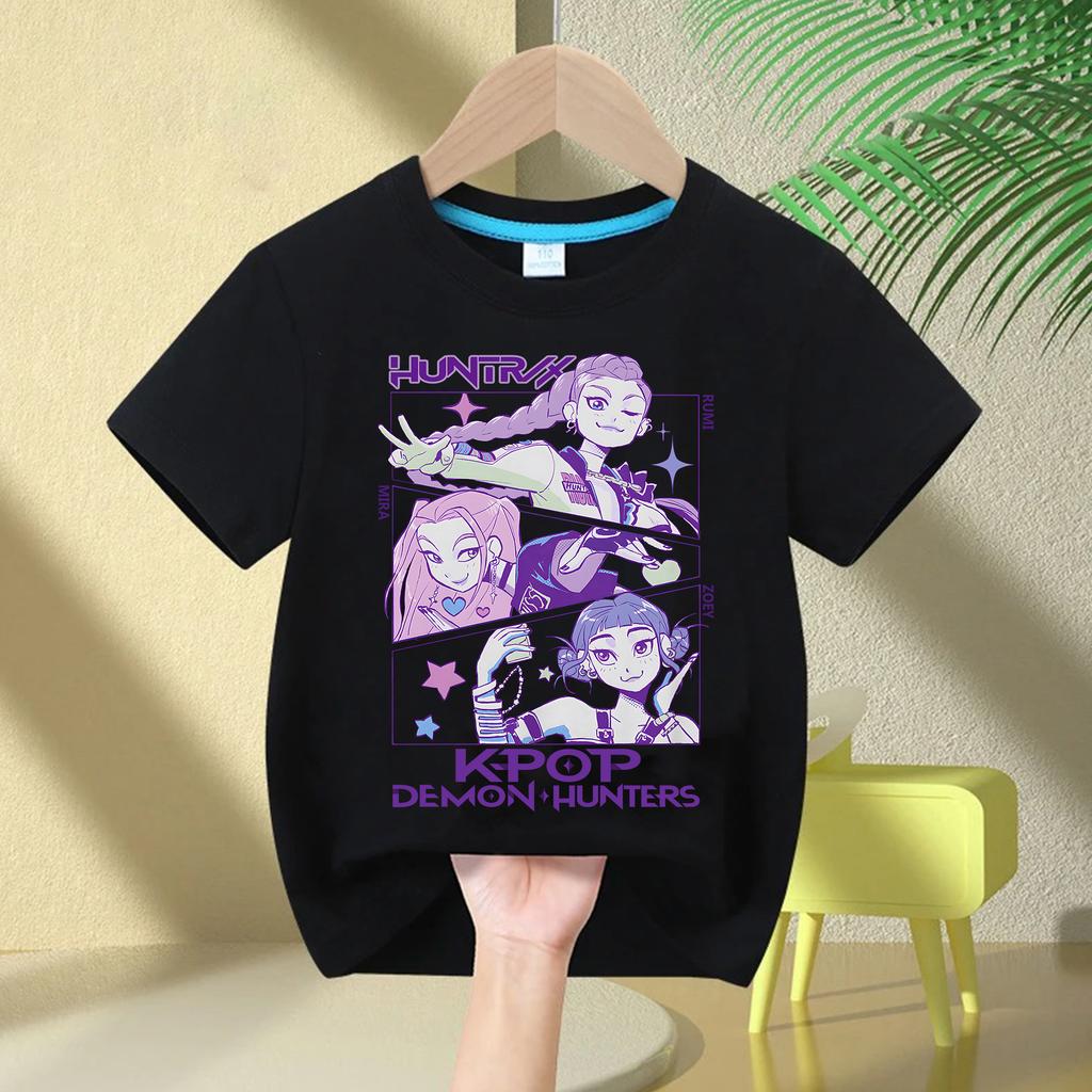 Hot Movie Cotton Baby Girls T Shirt Children's Clothing KPop Demon Hunters Fans Gifts Kids Clothes Fashion Casual Tops