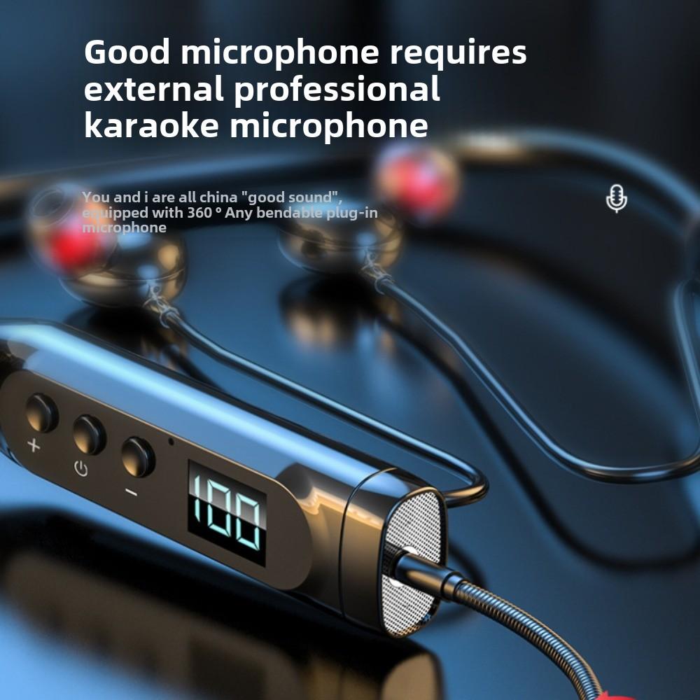 5.3 Wireless Bluetooth Headphone Neck Plug-in Card Ultra-long Life Plug-in Microphone In-ear Neck Bluetooth Headphone