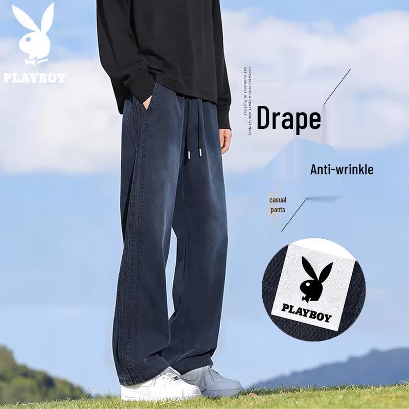 PLAYBOY Men s Ice Silk Loose Straight Casual Pants L