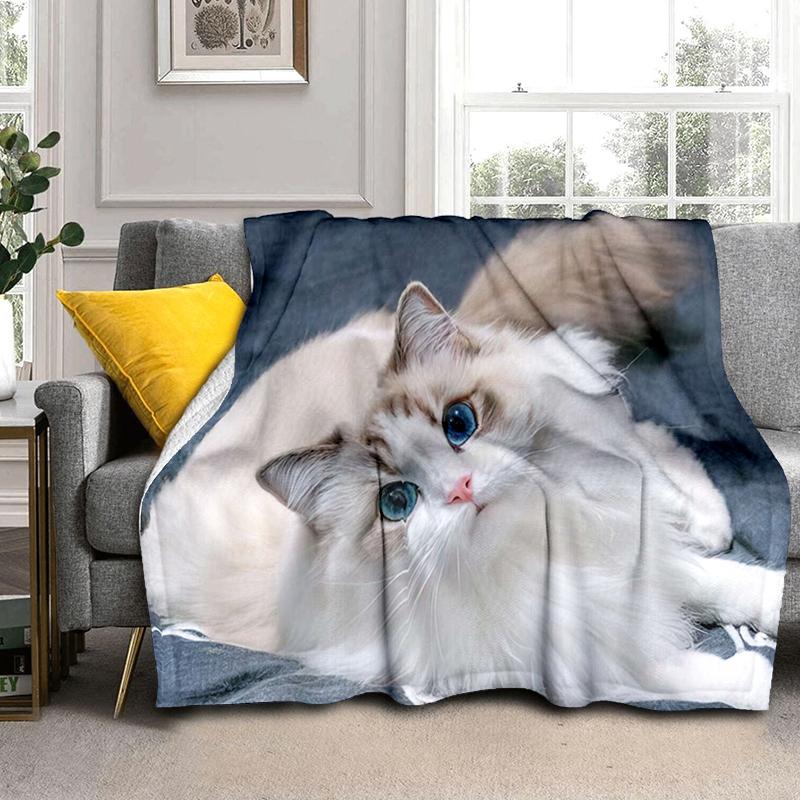 1PC Cute cat, cartoon blanket, all season lightweight home office outdoor nap multifunctional blanket