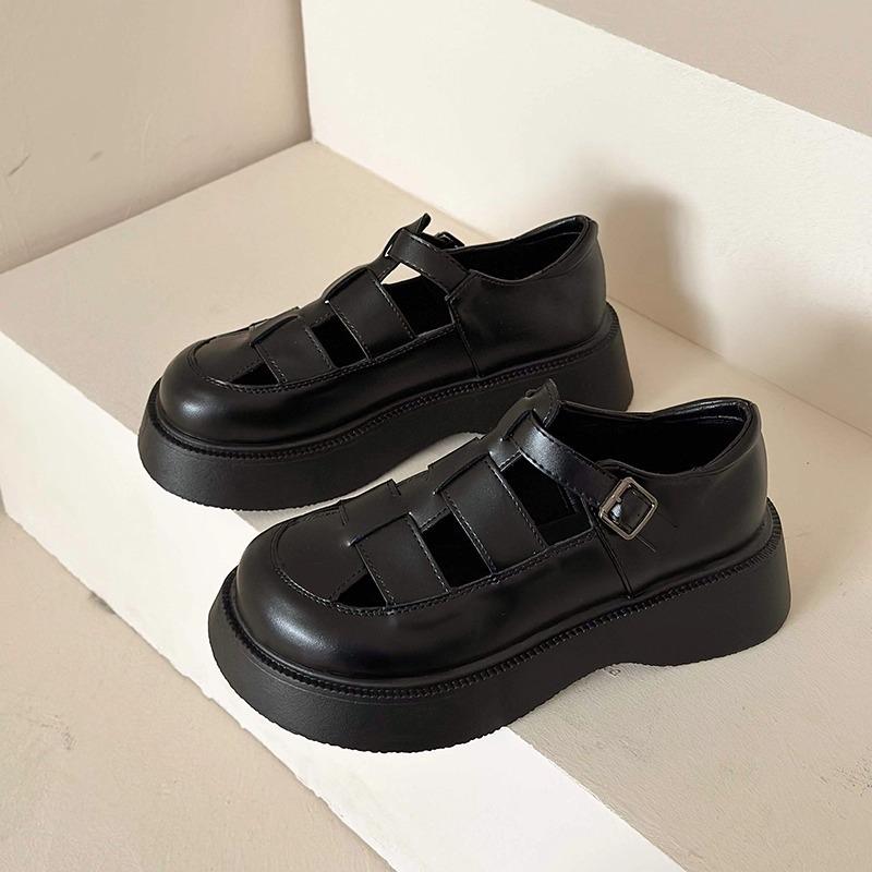 

Fashion Baotou Sandals Women s Spring and Summer 2025 New Thick-soled Versatile Woven Hollow Casual Outer Roman Shoes 35