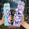 1PC Purple Easter Bunny Cartoon Print 750ml Color Plastic Sports Water Bottle Leakproof Flip Straw Lid Suitable for Sports Office Home Use