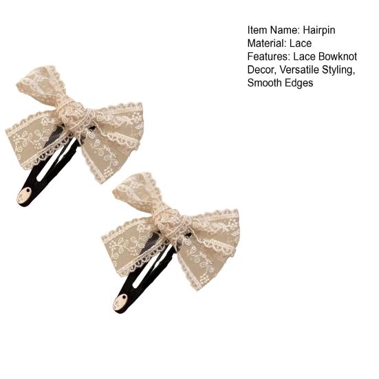 2 Stück Damen Haarnadel Stickerei Spitze Blume Schleife Dekor BB Haarspange Moderate Klemmkraft