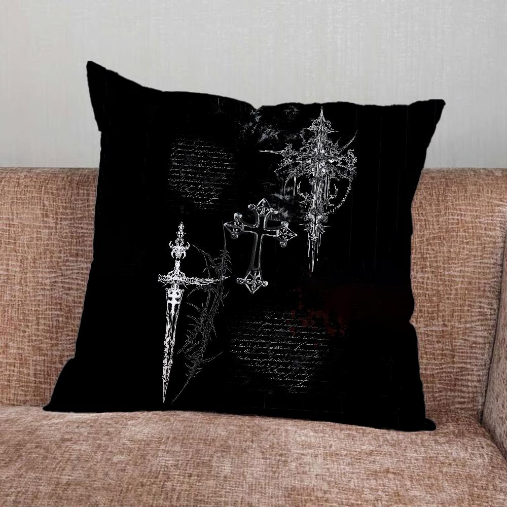 Cyber Sigil Cross Goth Pillow Case For Home Bedroom Car Office Decoration Living Room Sofa Cushion Cover Suitable
