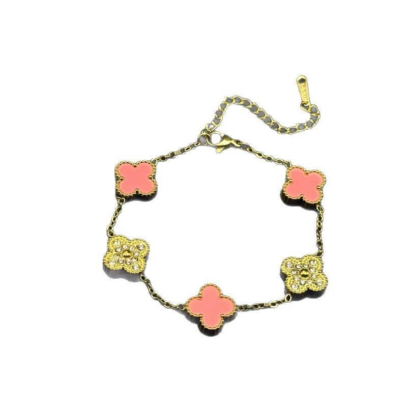 15mm Hochwertiges Fünf-Blüten-Vierblattklee-Armband für Damen Modisches 18K Nicht-verblassendes Damenarmband