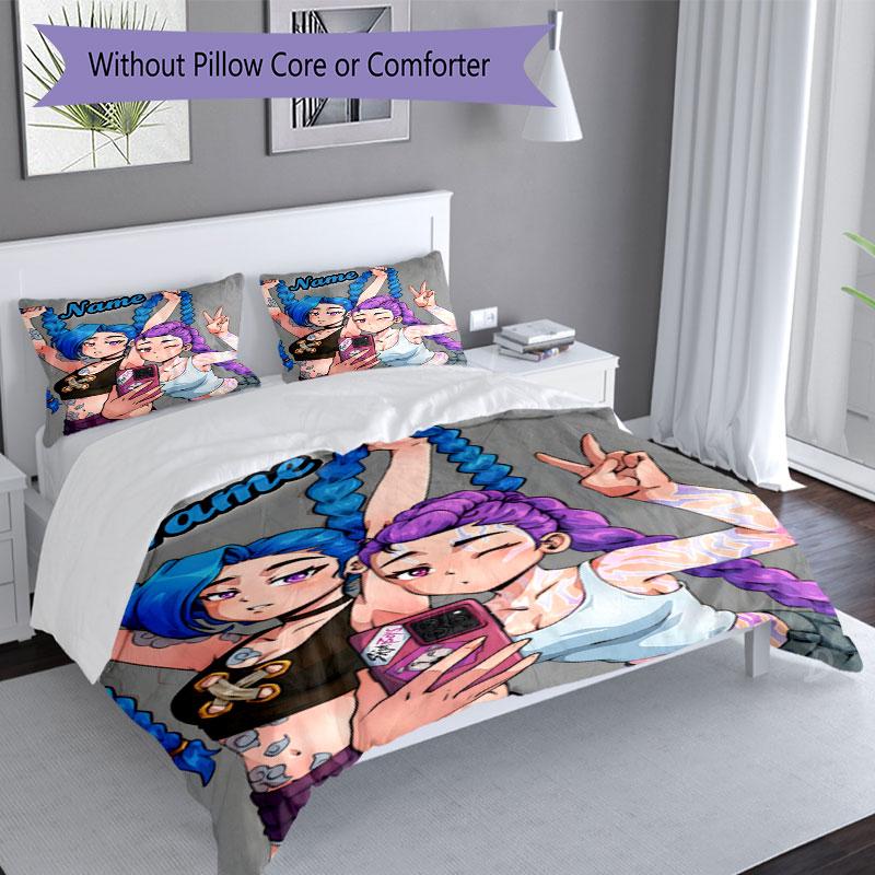 3PC Custom Name "Friendship Fun" Bedding Set Printed Bedding Set Duvet Cover Closure Includes 1 Duvet Cover & 250 Pillowcases for Bedroom