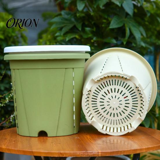 Breathable Resin Plant Pots Flowerpot with Drainage Holes And Saucer, Pot for Indoor Outdoor Heavy Duty Flower Containers Plants, Lightweight
