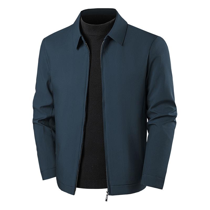 Men's Lightweight Jackets Full Zip Up Light Coat Laydown Collar Jacket Casual Windbreaker Jacket with Zip Pockets