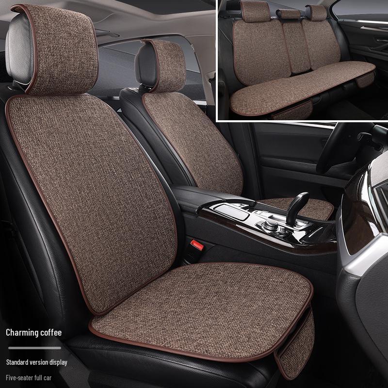 Comprehensive All-Season Linen Seat Cushion Set for Five-Seater Cars