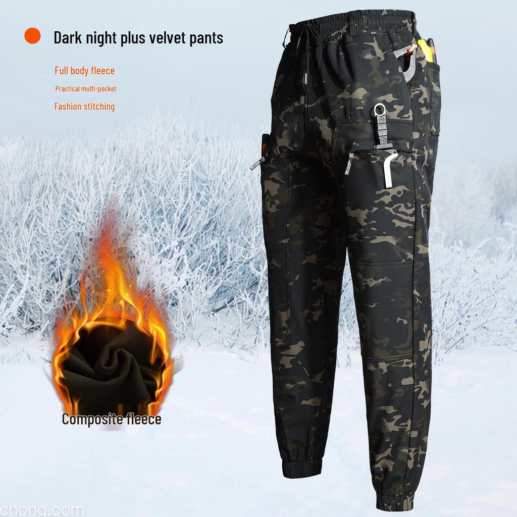 Men's Winter Waterproof Camouflage Work Jacket with Velvet Lining