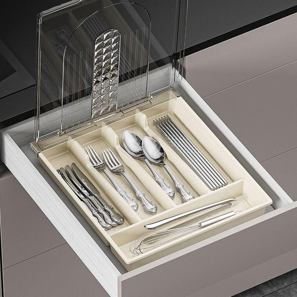 Large Capacity Silverware Drawer Organizer Plastic Cutlery Separation Trays Drawer