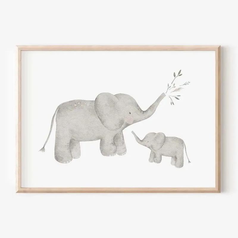 Boho Cartoon Farm Animals Wall Art Canvas Painting Rabbit Bear Bee Flower Posters and Prints Pictures for Baby Kids Room Decor
