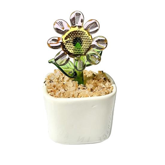 

Mini Glass Planter Desktop Ornaments Small Exquisite Craftsmanship Bright Colorful Handmade Texture for Office Bedroom Living Room Home Decor Gift C
