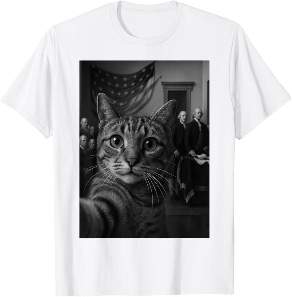 Cat Selfie Declaration Of Independence Funny 4th Of July TShirt S