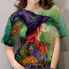 Halloween Pattern T Shirt For Women Witch 3d Printed Short Sleeves Summer Casual Oversized T-shirts O-neck Tops Tees Streetwear