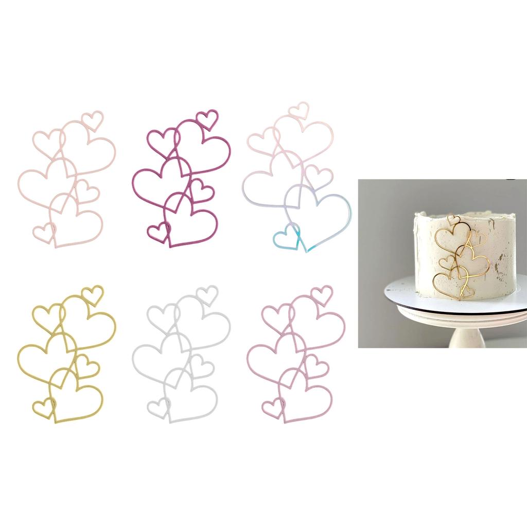 7 Hjerter Bryllupskaketopp Minimalistisk Kjærlighetshjerte Kakedekorasjon Valentinsdag Dessert Festdekorasjon