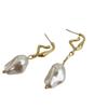 French design sense metal imitation pearl earrings temperament personality irregular cold wind stud earrings