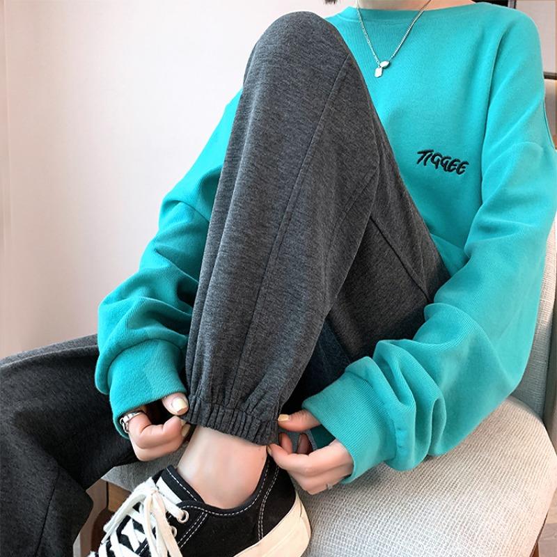 New Gray Sweatpants Women's Spring and Summer Tied Harlan Pants Small High Waist and Thin Casual Sweatpants Women