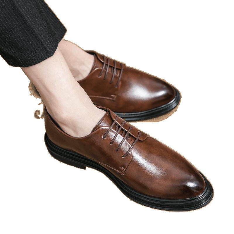 Leather Shoes Young British Dress Casual Business Sense Leather Shoes Wedding Groom Suit Height Increase