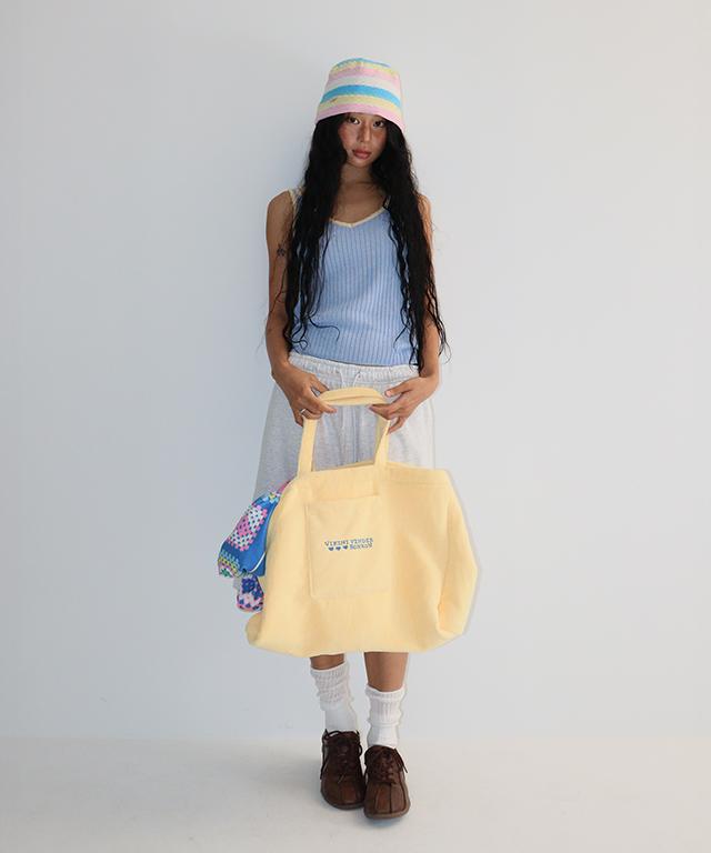 RONRON Multi Stripe Knit Bucket Hat Pink Blue