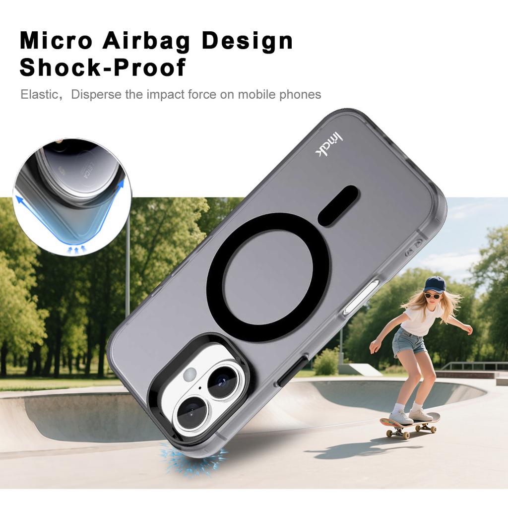 IMAK For iPhone 16 Case Compatible with MagSafe Candy Color Anti Drop TPU+PET Back Cover
