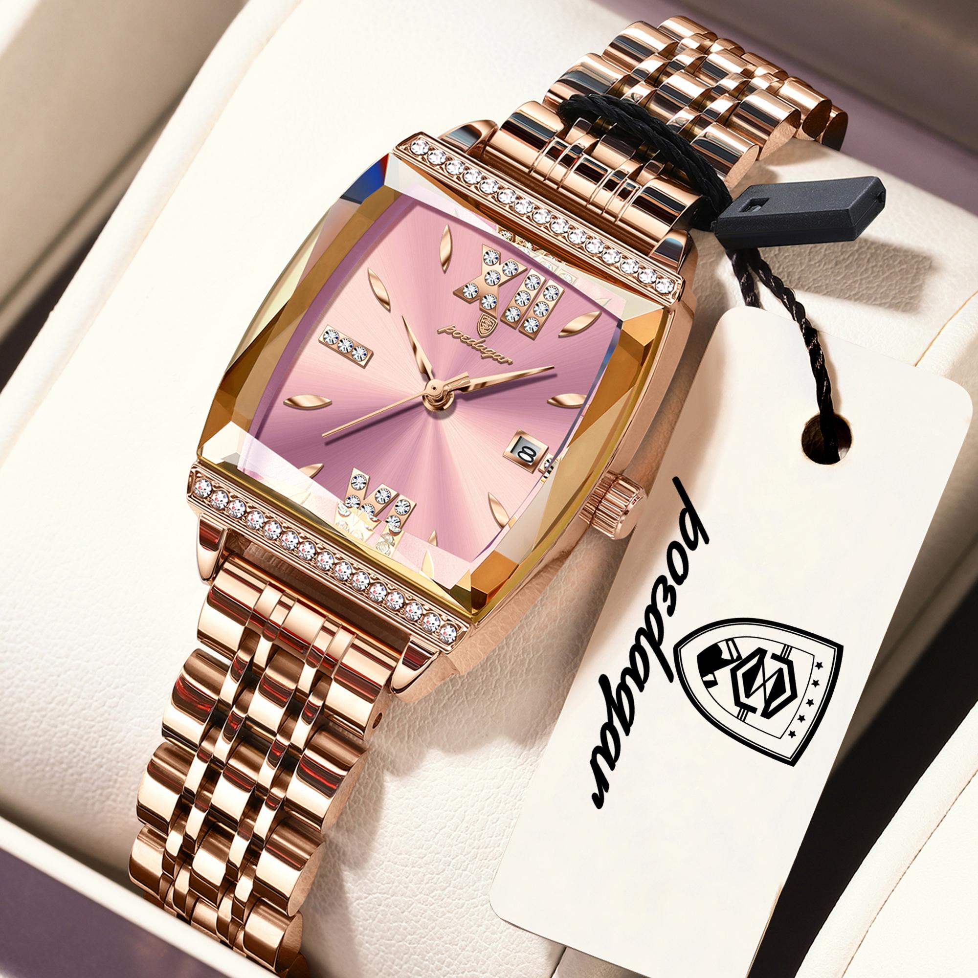 

POEDAGAR Fashion Original Woman Clock Waterproof Date Elegant Ladies Watch Stainless Steel Casual Quartz Watches Reloj рожевий колір золота/рожевий