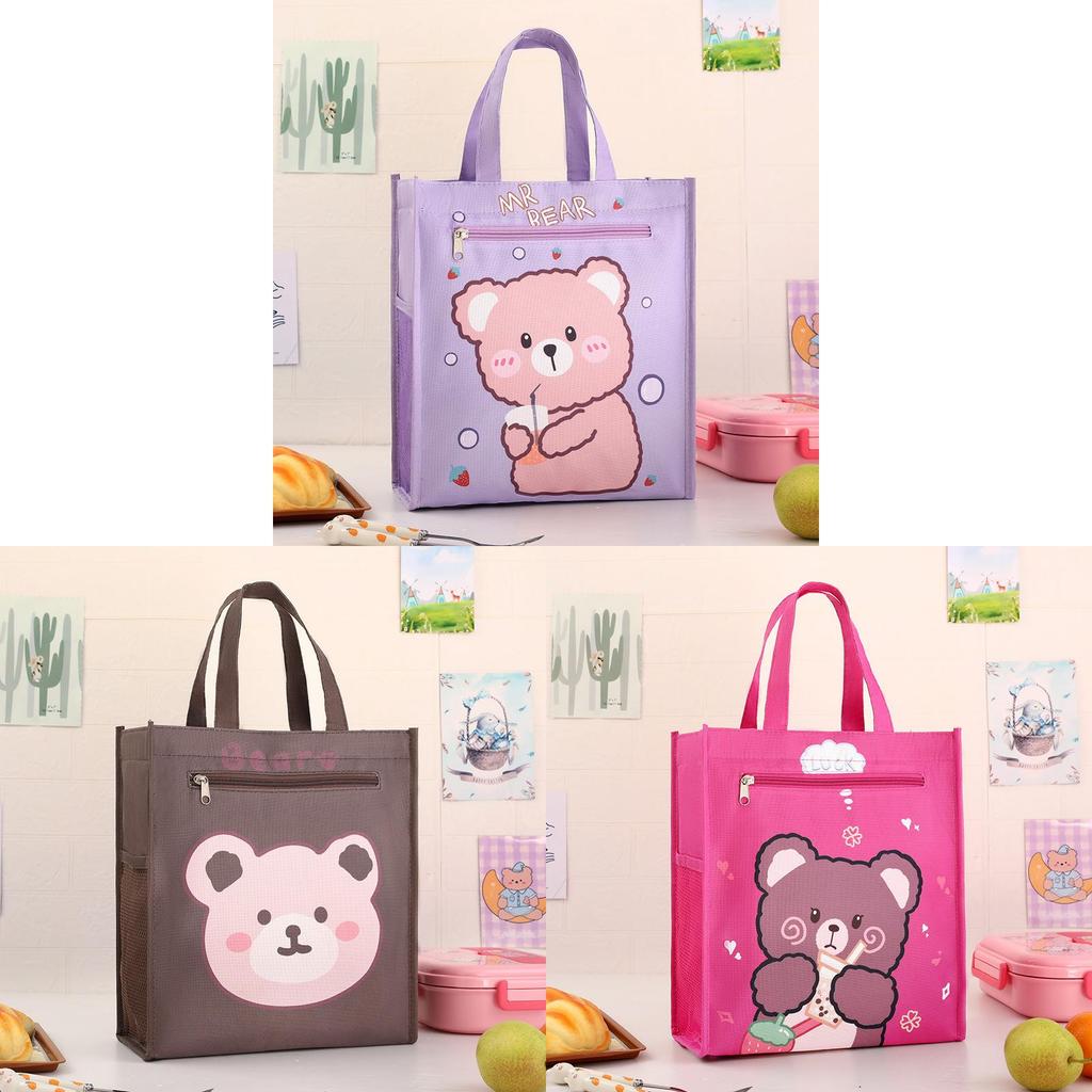 Borsa Pranzo per Bambini in Tessuto Oxford con Tasca per Bicchiere per Scuola e Viaggio