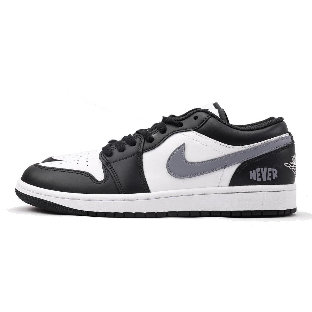 Jordan Air Jordan 1 Slip Resistant Abrasion Resistant Low top Vintage Basketball Shoes Men's Black White Gray 553558-132(Team59-)