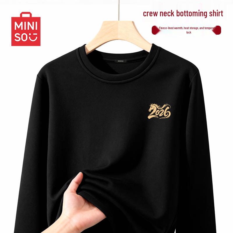 MINISO Men s Fleece-Lined Thermal T-Shirt 4XL