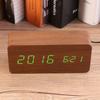 Electronic Digital Wooden LED Alarm Clock Sounds Control Temperature Desktop 1#