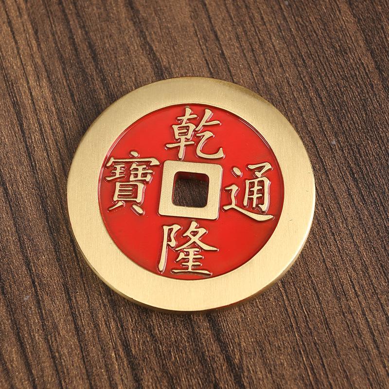Antique Brass Large Five Emperors Coins Chinese Knot Pendant for Home Decoration