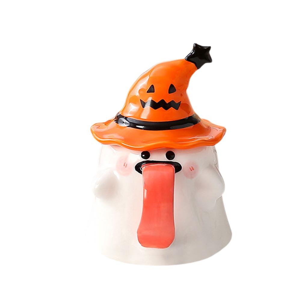 Halloween Cup With Witch Hat Ghosts, Cute Creative Tongue Sticking Cup, Novel Halloween Ceramic Tea Cup