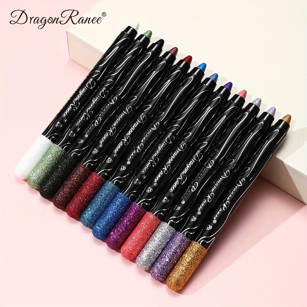 12-Color Eyeshadow Pencil Vibrant Matte Metallic and Shimmery Effects Creamy Waterproof Formula Eyeshadow Stick Long-Lasting Smudge-Proof Makeup