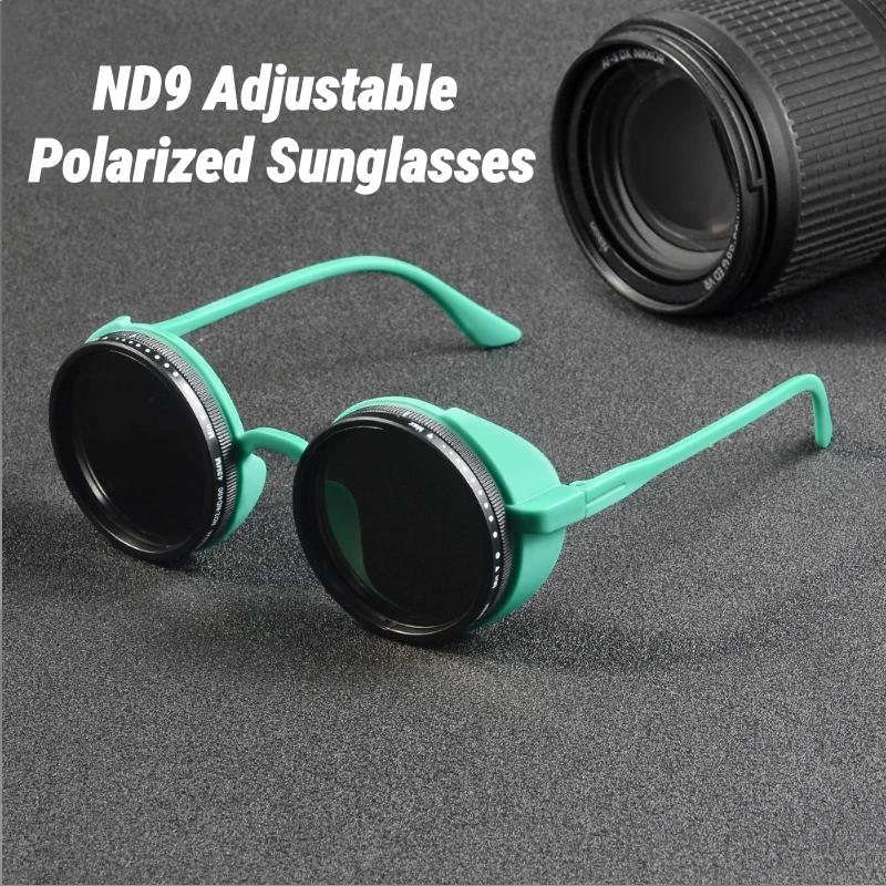 ND9 Rotating Adjustable Polarized Sunglasses UV400 Retro Steampunk Sport Goggles Men's and Women's New Manual Dimming Sunglasses