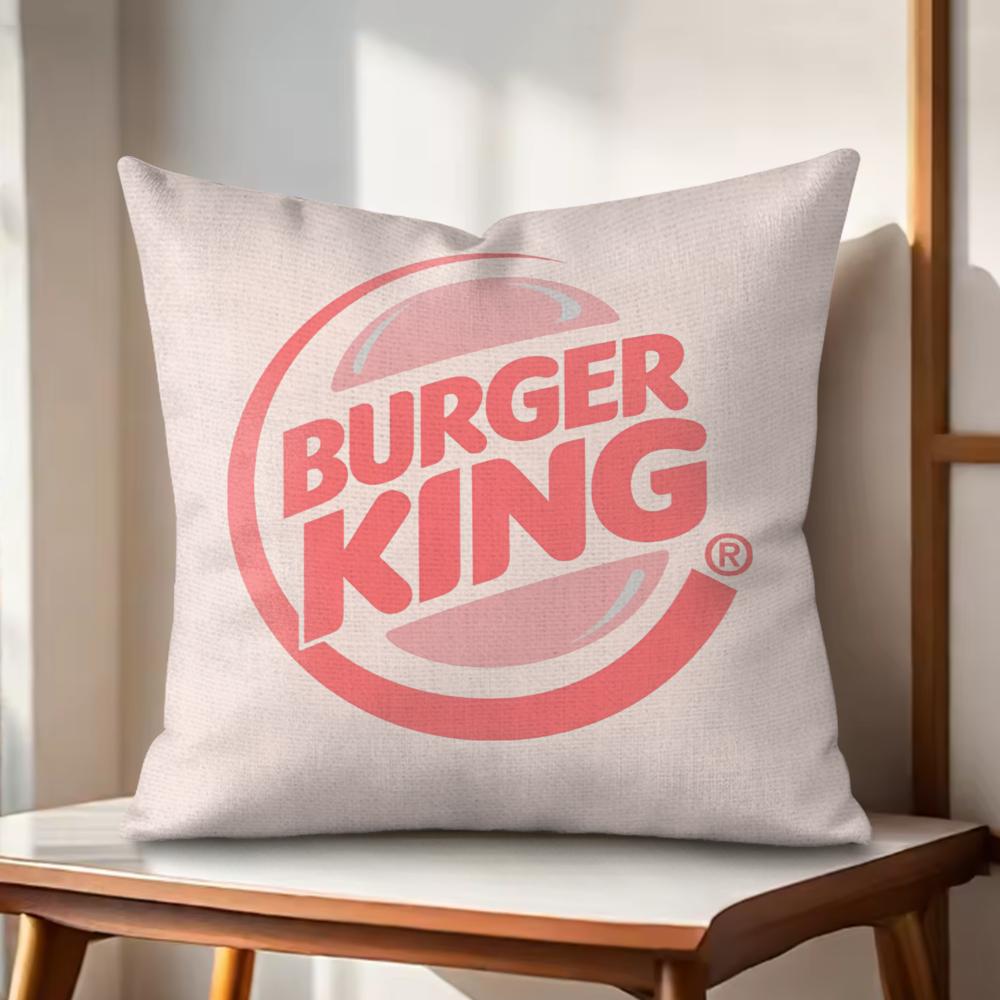 Brand HHun Burger King Cushion Cover Natural Linen Organic Fabric DoubleSided Printing Couch Pillow Covers Home Decor