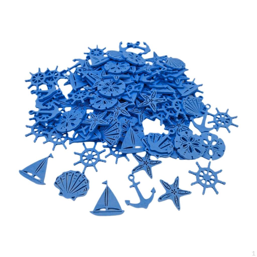 50 Count Miniature Nautical Wood Cutouts for Coastal Decorations