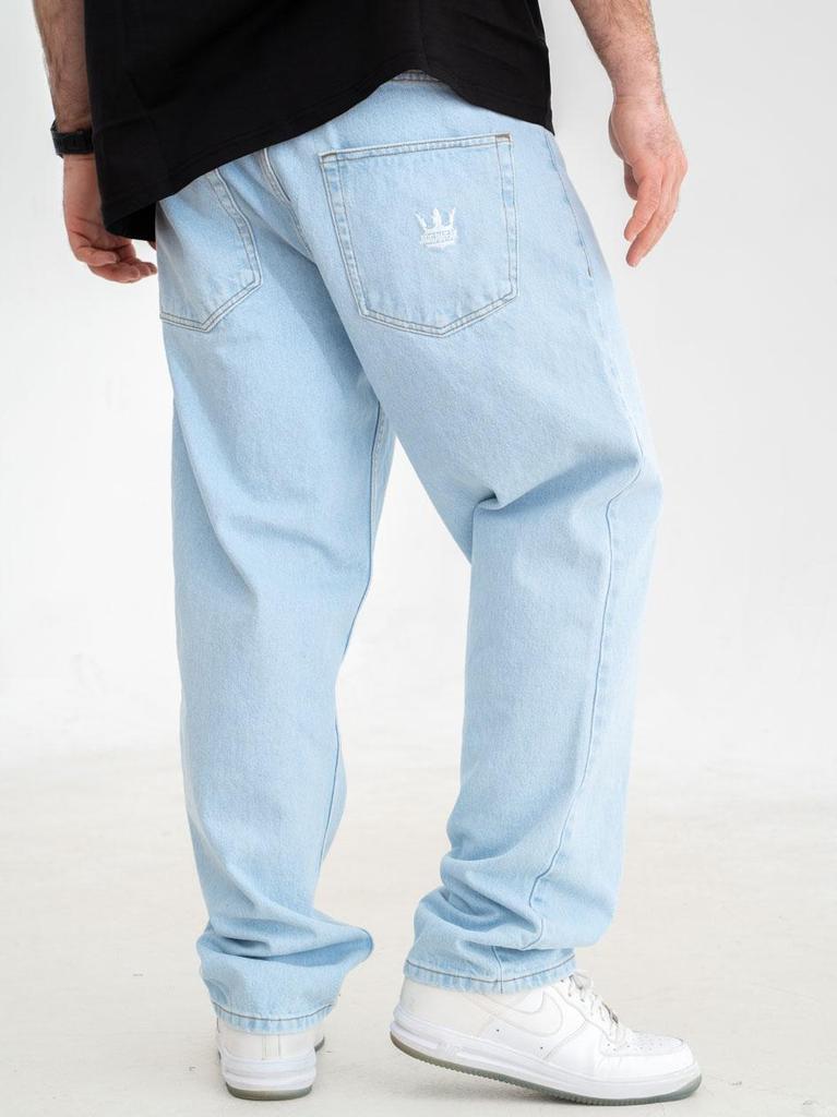 Jigga Wear Crown Men's Light Blue Baggy Jeans 2XL