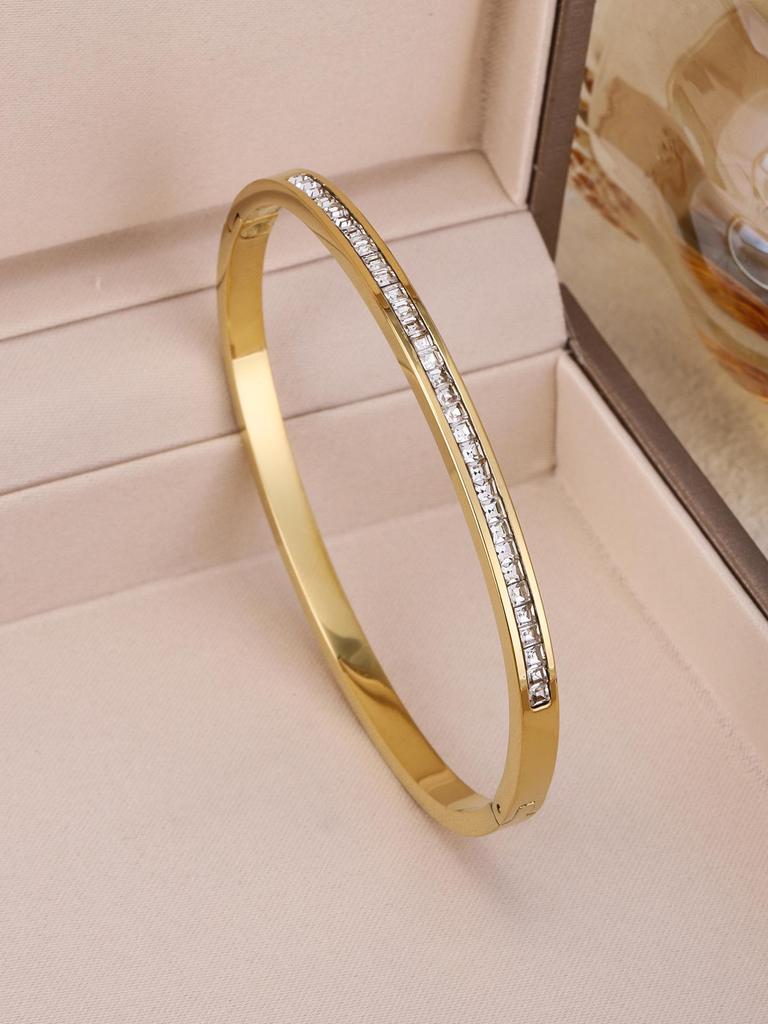 18K Gold Plated Four-Leaf Clover Stainless Steel Bracelet 3-Piece Set