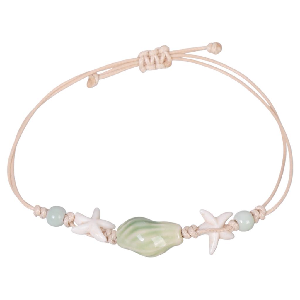 Stylish Marine Inspired Ceramic Starfish Conch Beaded Bracelet For Women Handmade Beach Bangle Stackable Jewelry
