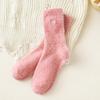 Women Fuzzy Socks Cute Embroidered Bow Knot Thick Socks Fluffy Warm Cozy Socks for Girls Winter Home Indoor Lounging Sleeping
