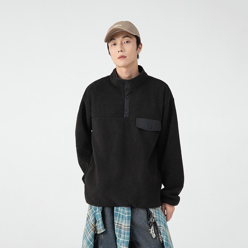 Men's New Winter Style Japanese Outdoor Casual Volcanic Velvet Couple Sweatshirt Trendy Brand Loose Thickened Warm Top for Men