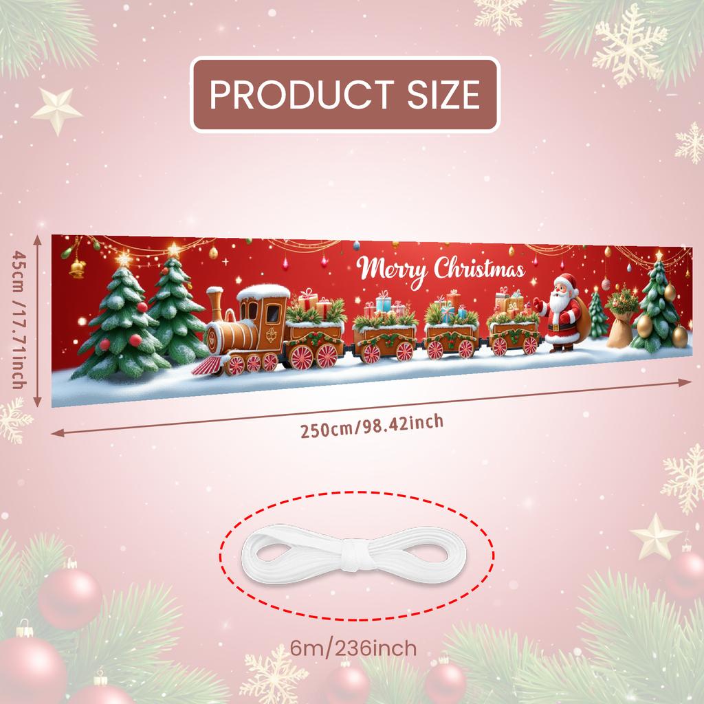 Festive Banner Santa Claus Winter Banner Christmas Decor Bright Colors Christmas Banner For Winter Party Family Gathering Photo