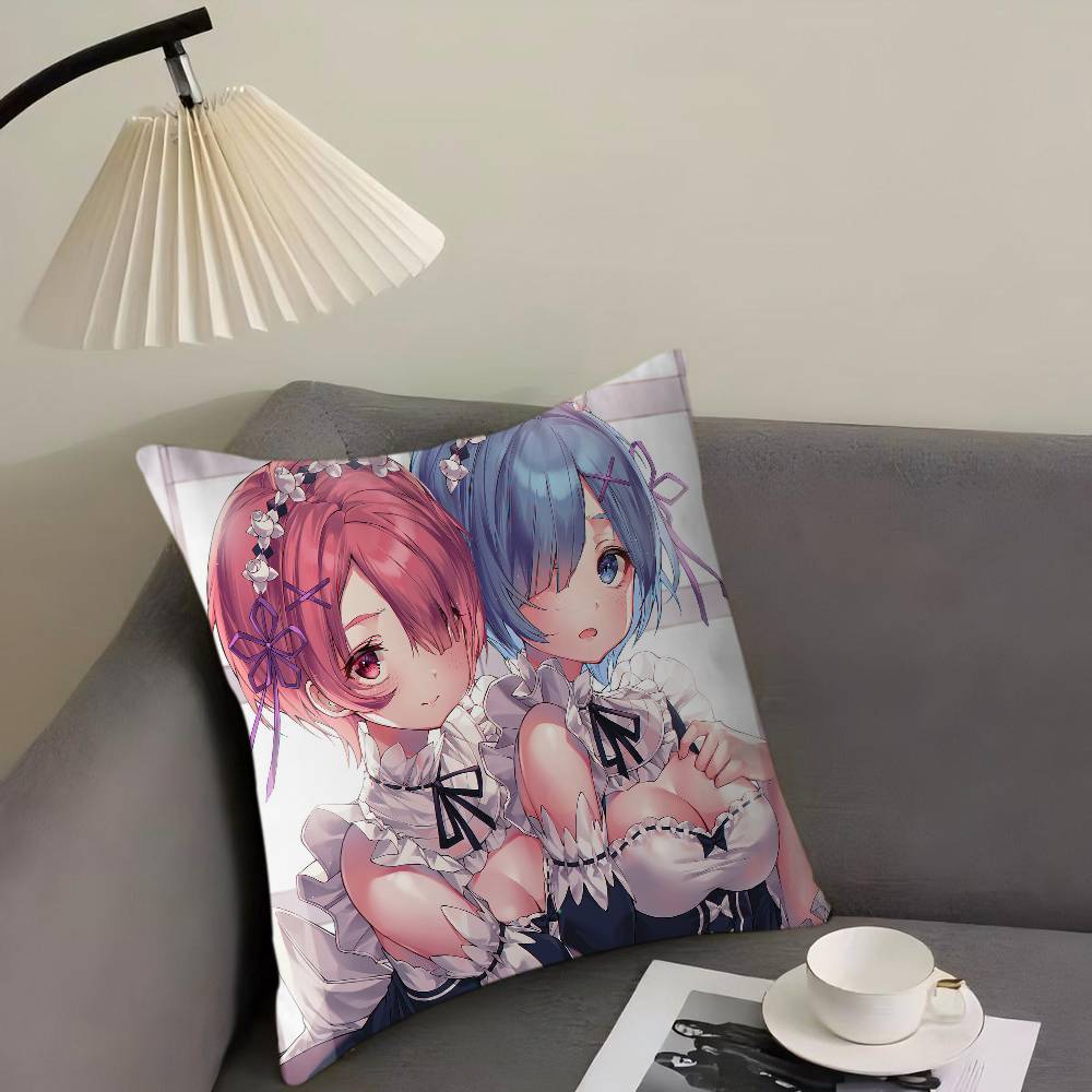 Rem Ram Cartoon Animation Pillowcase Toon Gift Cushion Cover Bedroom Home Sofa Chair Seat Decor Pillow Case